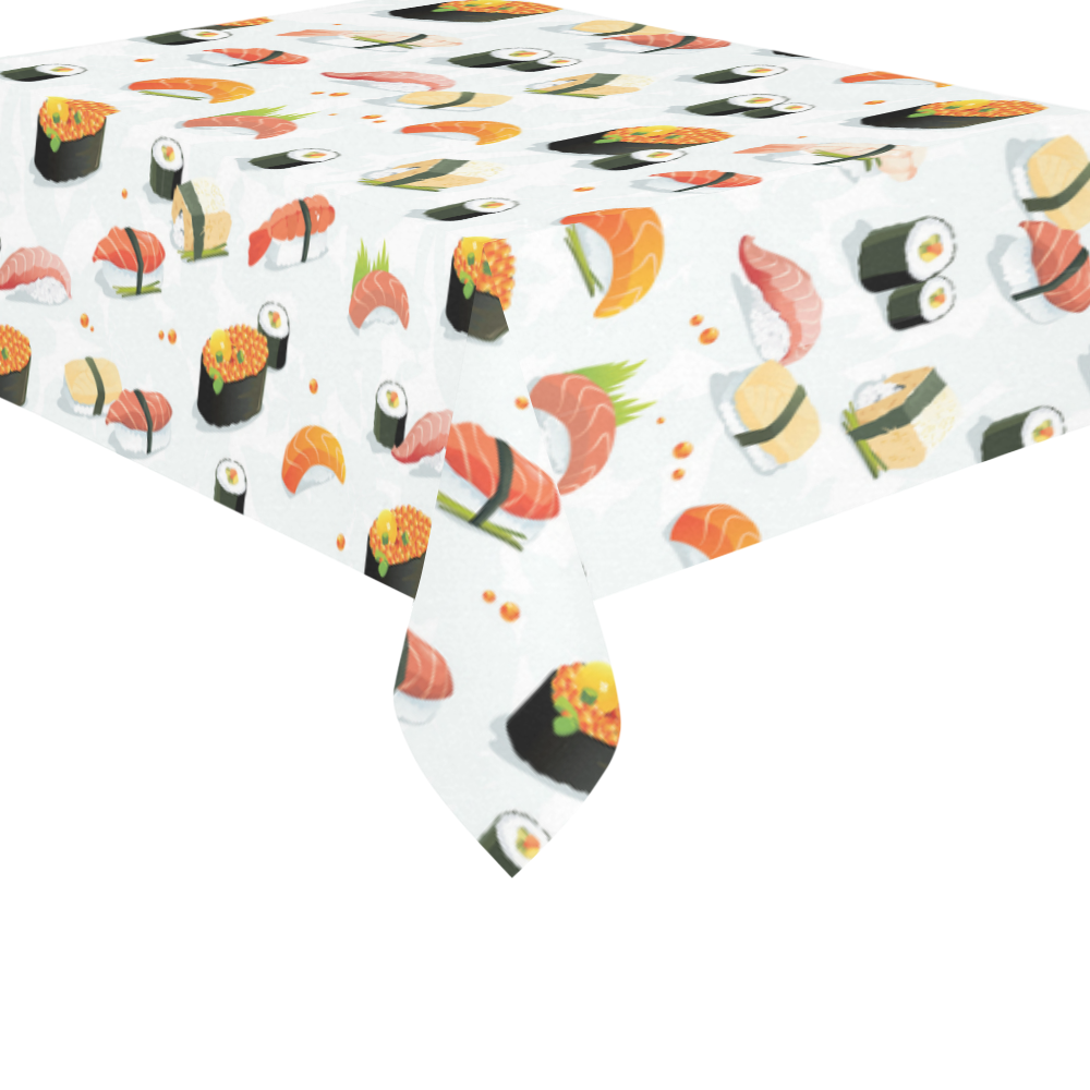 Sushi Lover Cotton Linen Tablecloth 60"x 84"