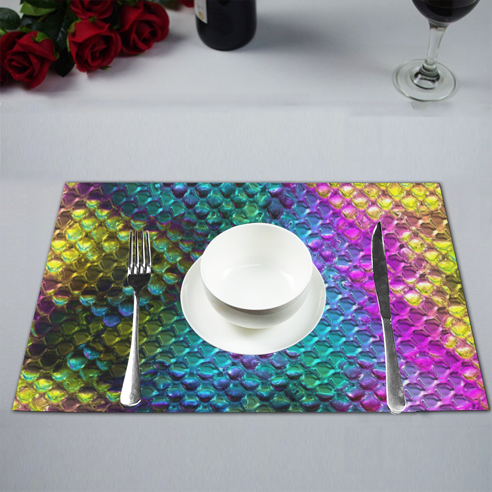 Chrome Snake Pattern A by JamColors Placemat 12’’ x 18’’ (Set of 4)