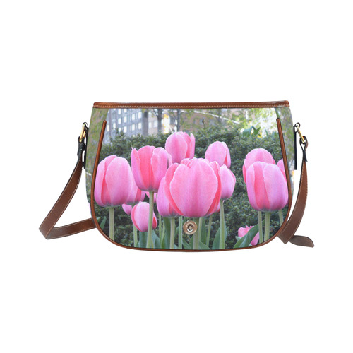 Pink Tulips Saddle Bag/Small (Model 1649) Full Customization