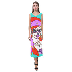 Fire Feather Turquoise Phaedra Sleeveless Open Fork Long Dress