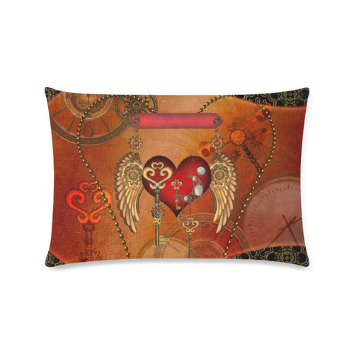 Steampunk, wonderful heart with wings Custom Rectangle Pillow Case 16"x24" (one side)