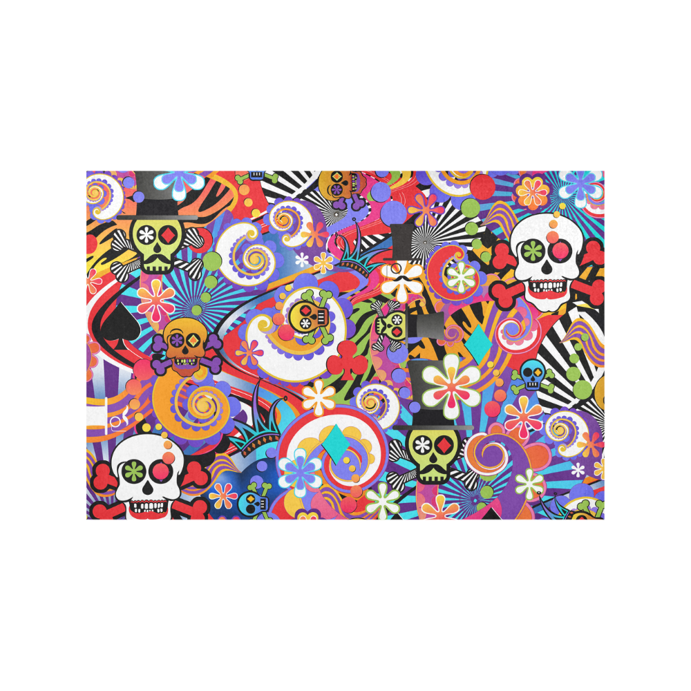 Sugar Skull Pop Art Colorful Print Placemat Set Placemat 12’’ x 18’’ (Set of 6)