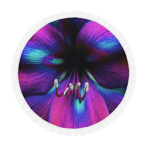Neon Amaryllis by Martina Webster Circular Beach Shawl 59"x 59"
