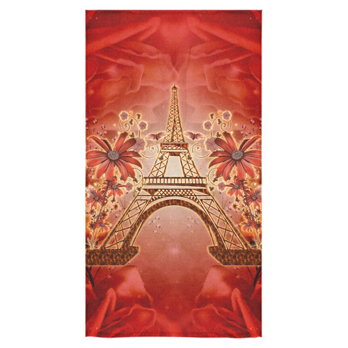 The eiffel tower with flowers, red colors Bath Towel 30"x56"