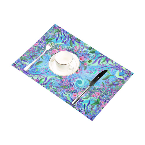Blue Lavender Flower Field Print Placemat Set Placemat 12’’ x 18’’ (Set of 6)