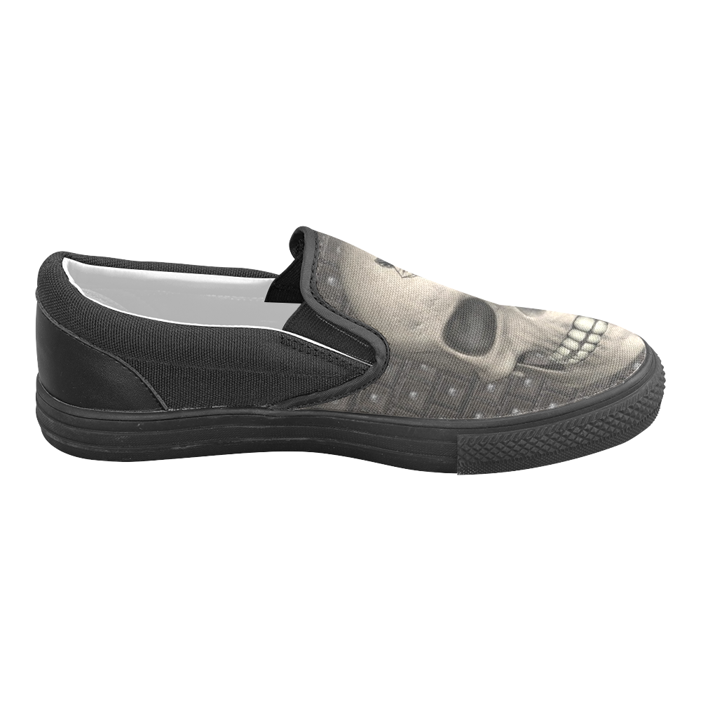 317 new Skull A by JamColors Men's Unusual Slip-on Canvas Shoes (Model 019)