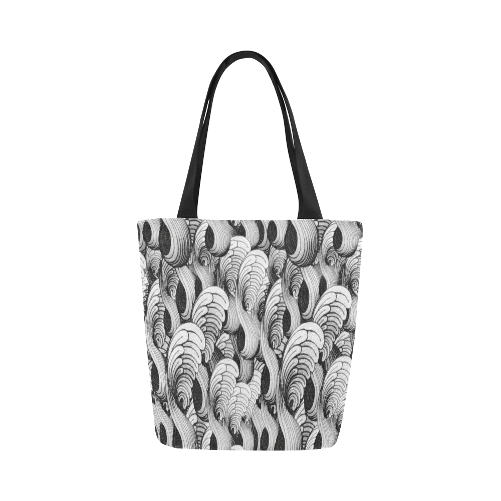 waves black white Canvas Tote Bag (Model 1657)