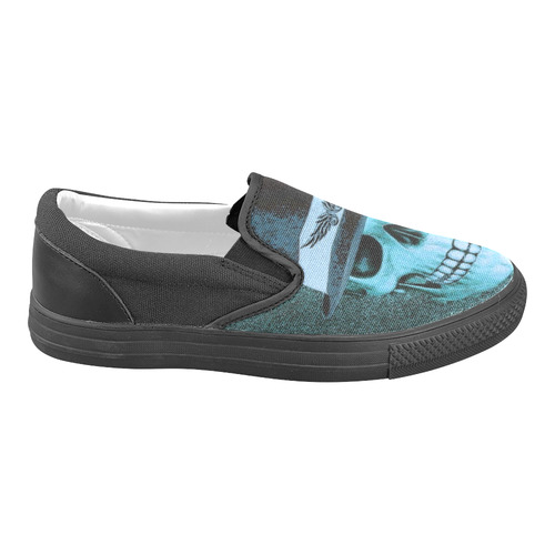 Charming Skull D by JamColors Women's Unusual Slip-on Canvas Shoes (Model 019)
