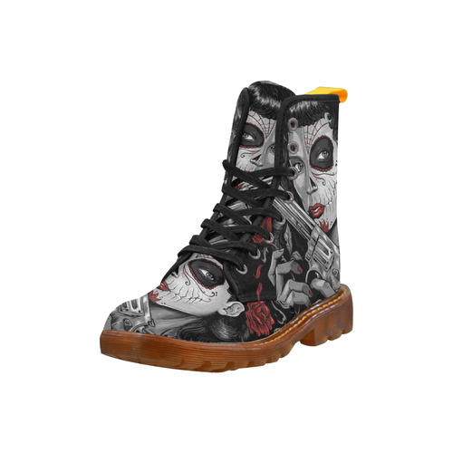 skull girl Custom Canvas Boots For Women Model 1203H