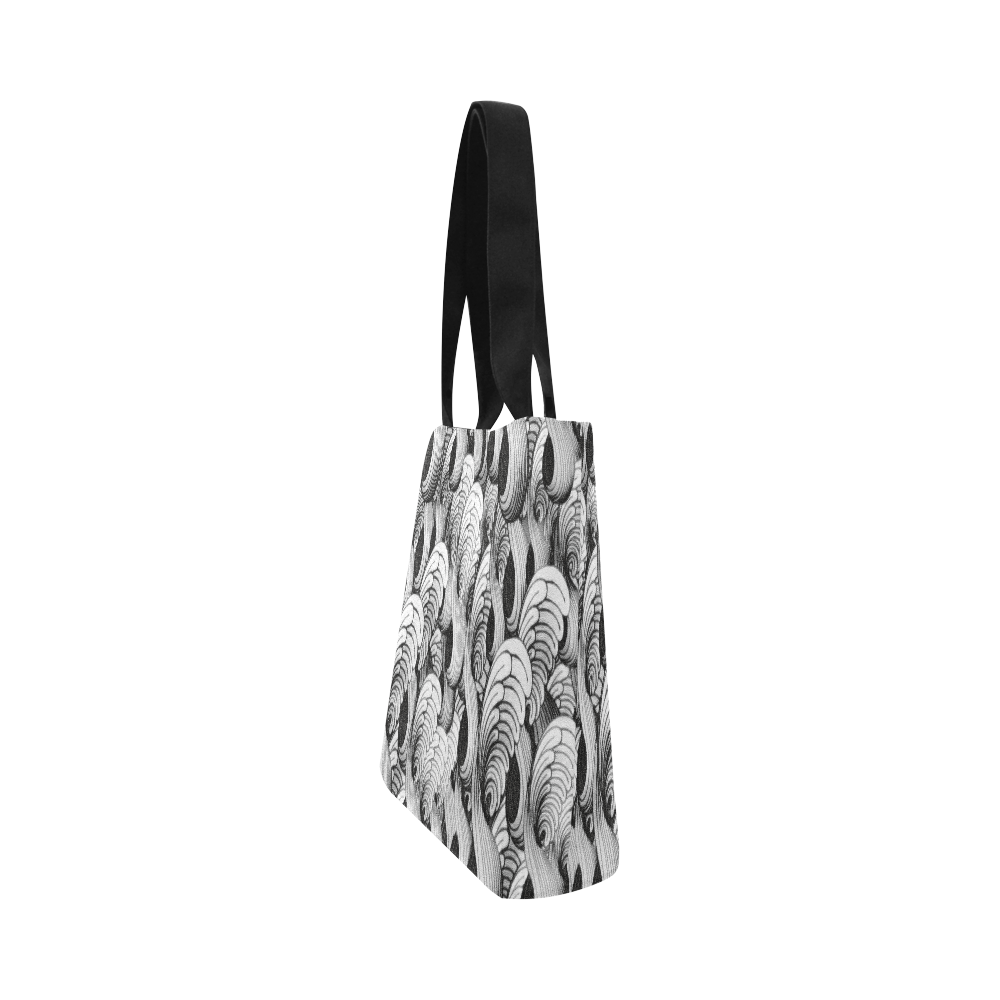 waves black white Canvas Tote Bag (Model 1657)