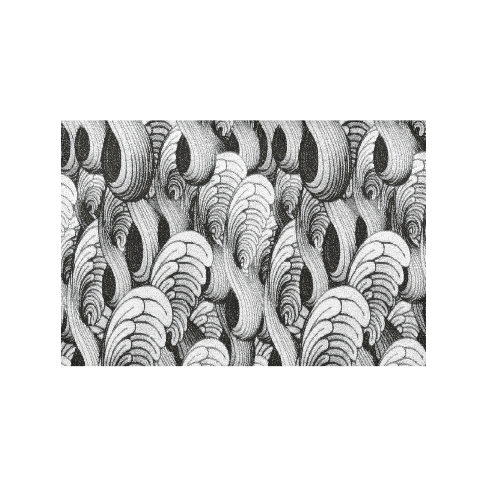 waves black white 3000x3000 Placemat 12’’ x 18’’ (Six Pieces)