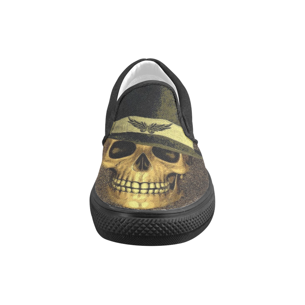 Charming Skull B by JamColors Women's Unusual Slip-on Canvas Shoes (Model 019)
