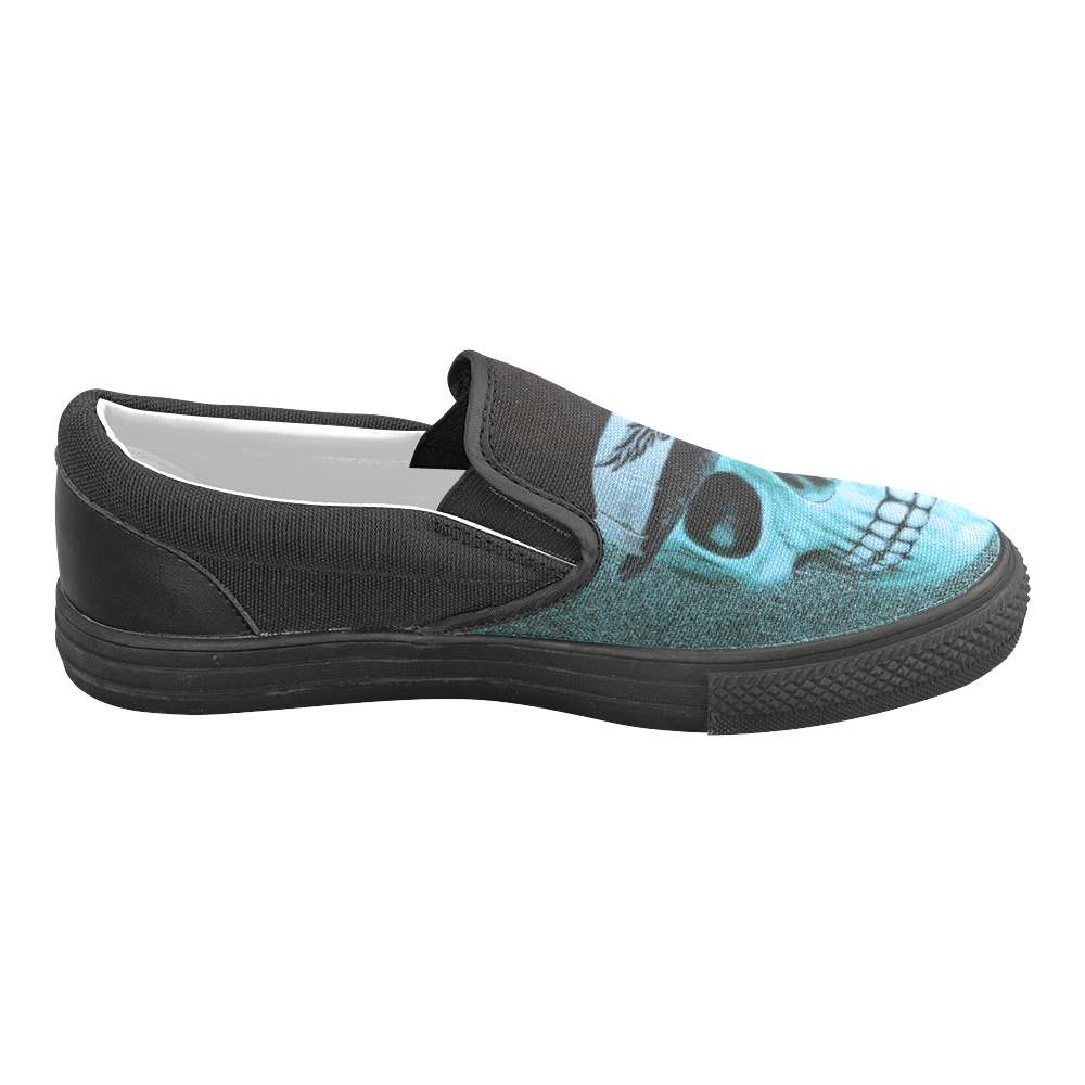 Charming Skull D by JamColors Women's Unusual Slip-on Canvas Shoes (Model 019)