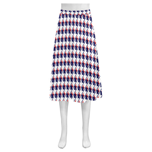 Red White Blue Houndstooth Mnemosyne Women's Crepe Skirt (Model D16)