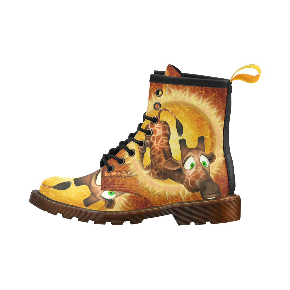 Funny, cute giraffe High Grade PU Leather Martin Boots For Women Model 402H