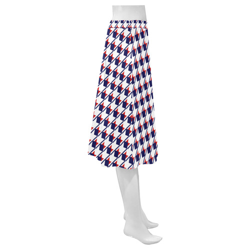 Red White Blue Houndstooth Mnemosyne Women's Crepe Skirt (Model D16)