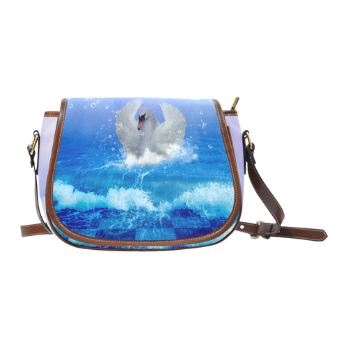 Swimmong swan Saddle Bag/Small (Model 1649) Full Customization