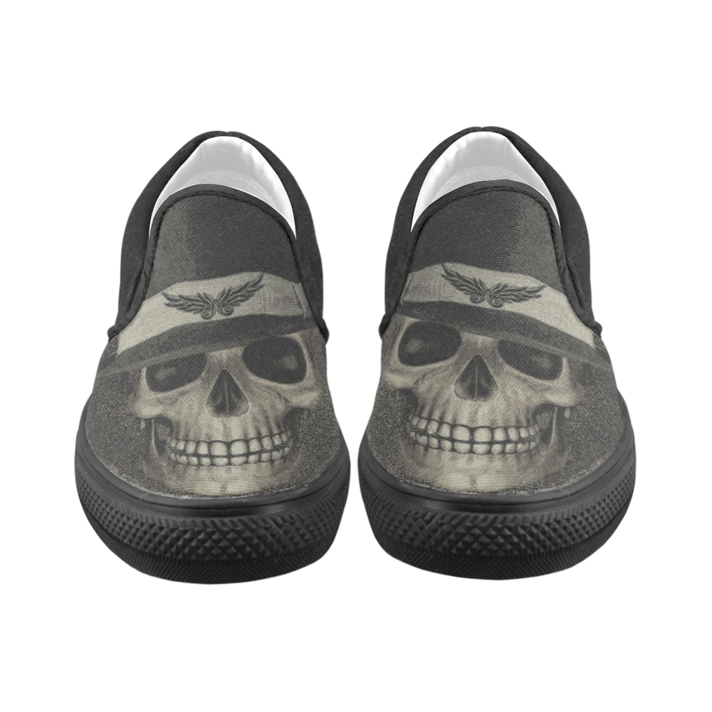 Charming Skull C by JamColors Women's Unusual Slip-on Canvas Shoes (Model 019)