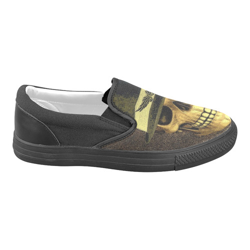 Charming Skull B by JamColors Women's Unusual Slip-on Canvas Shoes (Model 019)