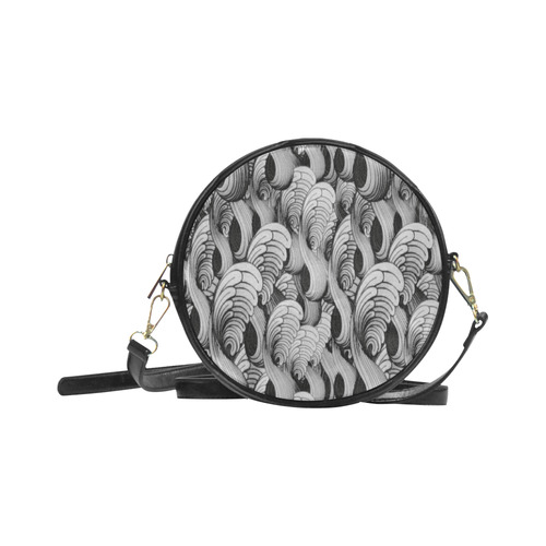 waves black white 3000x3000 Round Sling Bag (Model 1647)