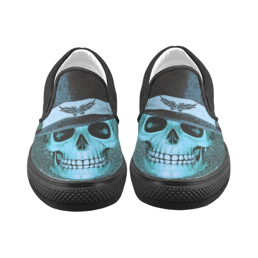 Charming Skull D by JamColors Women's Unusual Slip-on Canvas Shoes (Model 019)