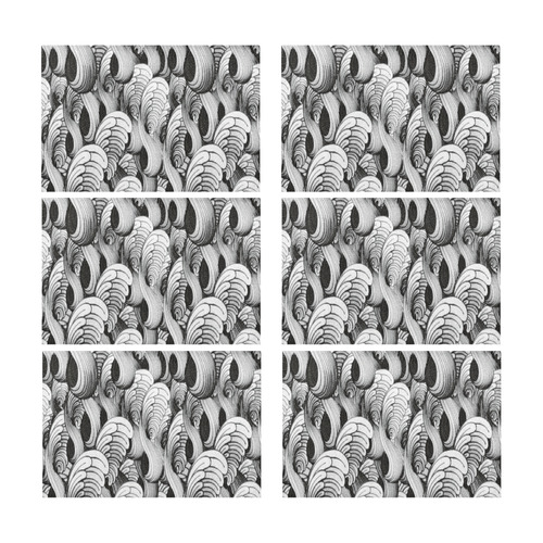 waves black white 3000x3000 Placemat 12’’ x 18’’ (Six Pieces)