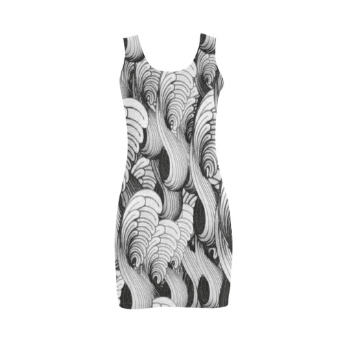 waves black white Medea Vest Dress (Model D06)
