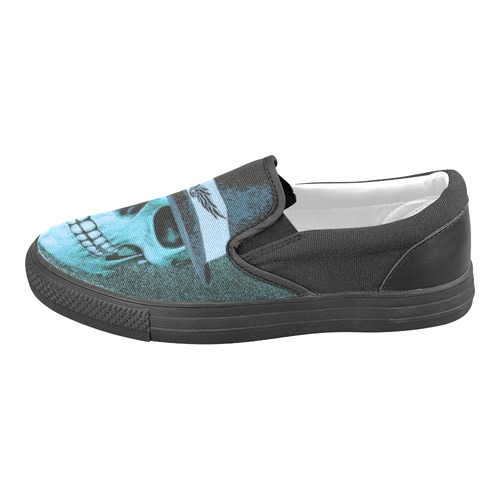 Charming Skull D by JamColors Women's Unusual Slip-on Canvas Shoes (Model 019)