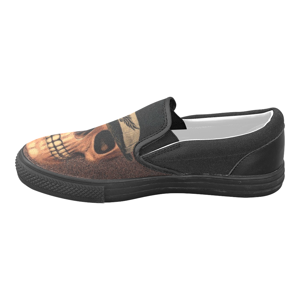 Charming Skull A by JamColors Women's Unusual Slip-on Canvas Shoes (Model 019)