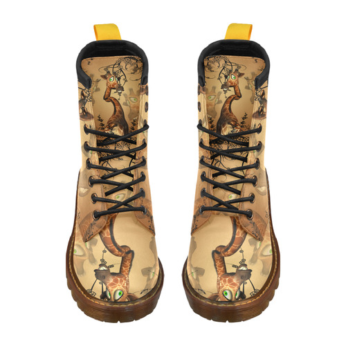 Cute giraffe in the fantasy wood High Grade PU Leather Martin Boots For Women Model 402H