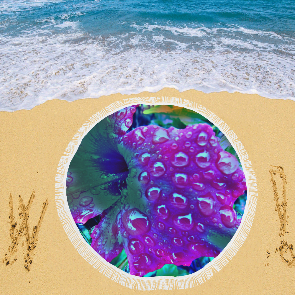 Bluehibiscus by Martina Webster Circular Beach Shawl 59"x 59"