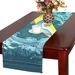 Sport, surfboard with dolphin Table Runner 16x72 inch