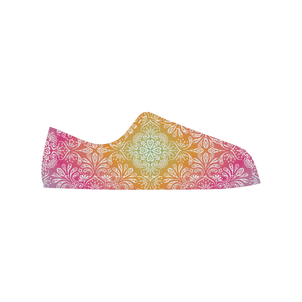 Rainbow Flowers Mandala I Canvas Women's Shoes/Large Size (Model 018)