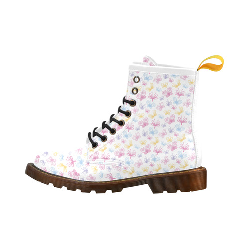 Pretty Colorful Butterflies High Grade PU Leather Martin Boots For Women Model 402H