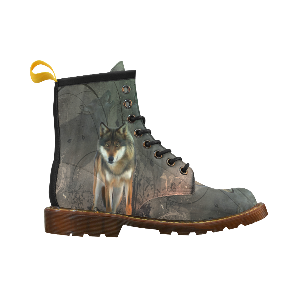 Amazing wolf in the night High Grade PU Leather Martin Boots For Men Model 402H