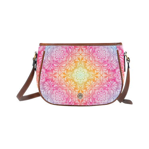 Rainbow Flowers Mandala I Saddle Bag/Small (Model 1649) Full Customization