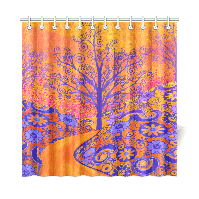 Sunset Park Tree Colorful Shower Curtain Shower Curtain 72"x72"