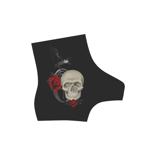 Gothic Skull With Raven And Roses High Grade PU Leather Martin Boots For Women Model 402H