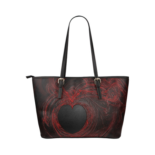 Dark Gothic Heart Paint With Blood Leather Tote Bag/Large (Model 1651)