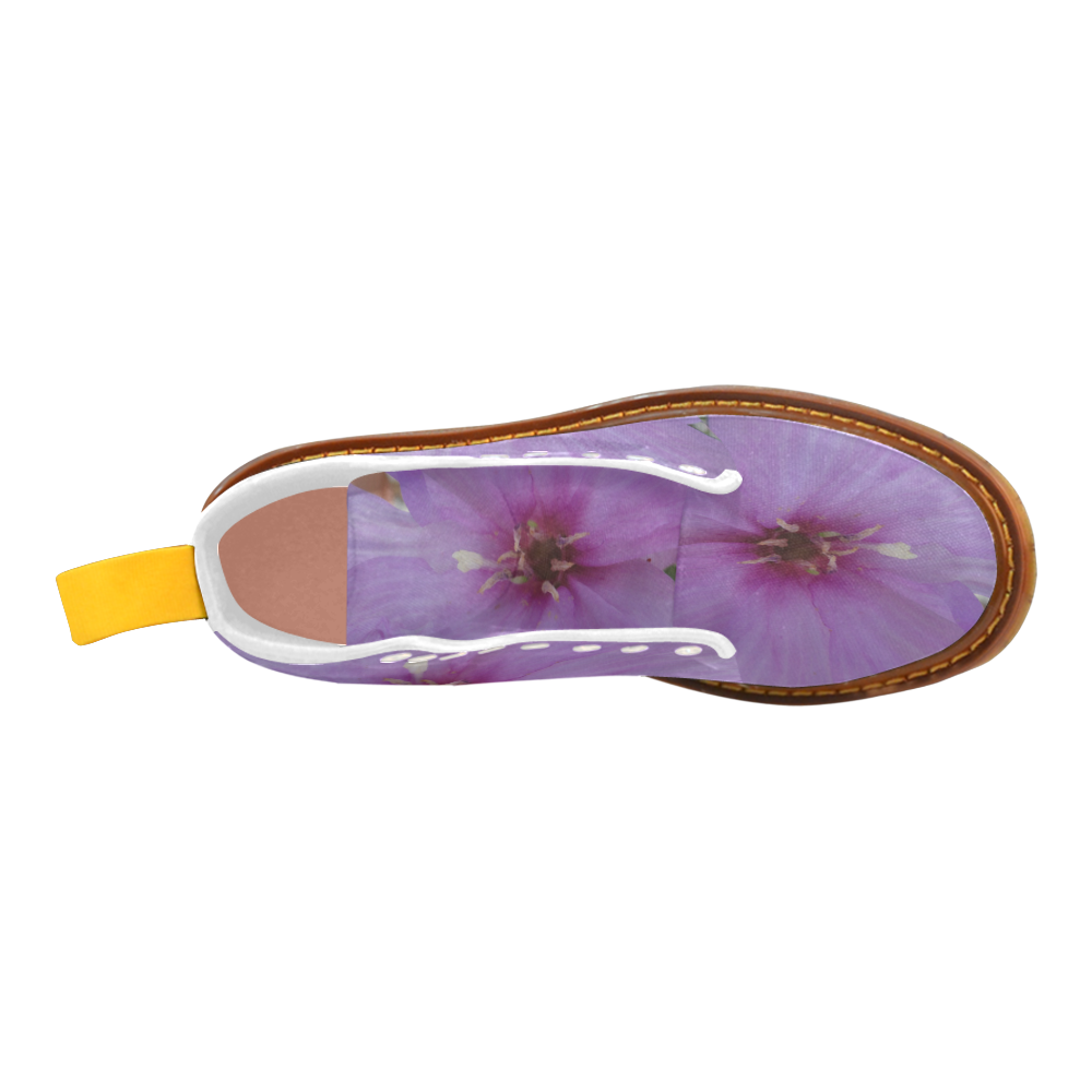 Purple Flower Custom Canvas Boots For Women Model 1203H