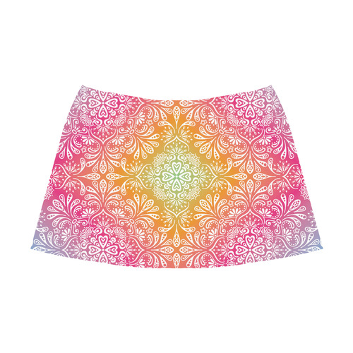 Rainbow Flowers Mandala I Mnemosyne Women's Crepe Skirt (Model D16)