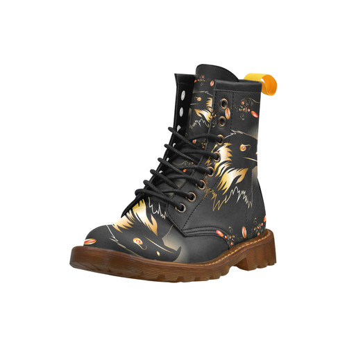 Eagle in gold and black High Grade PU Leather Martin Boots For Women Model 402H