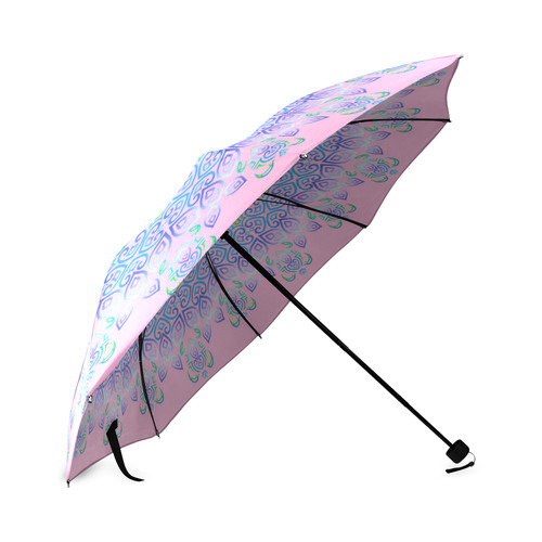 Tribal Turtle Mandala on Pink Foldable Umbrella (Model U01)