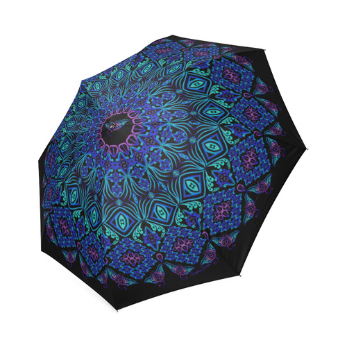 Tribal Manta Mandala on Black Foldable Umbrella (Model U01)
