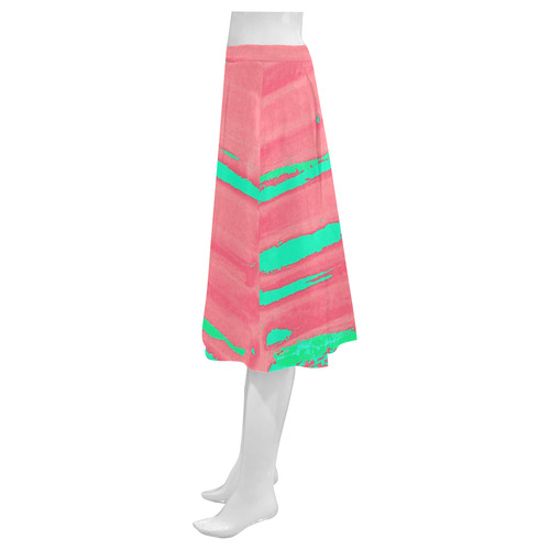 Mint on Pink Mnemosyne Women's Crepe Skirt (Model D16)