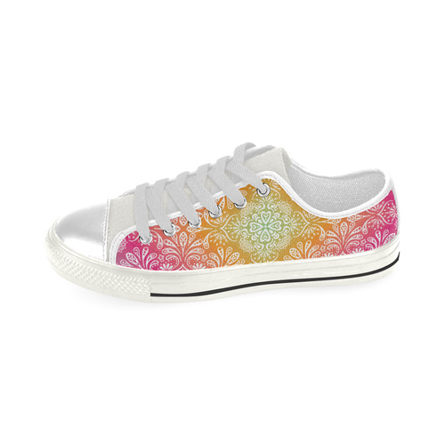 Rainbow Flowers Mandala I Low Top Canvas Shoes for Kid (Model 018)