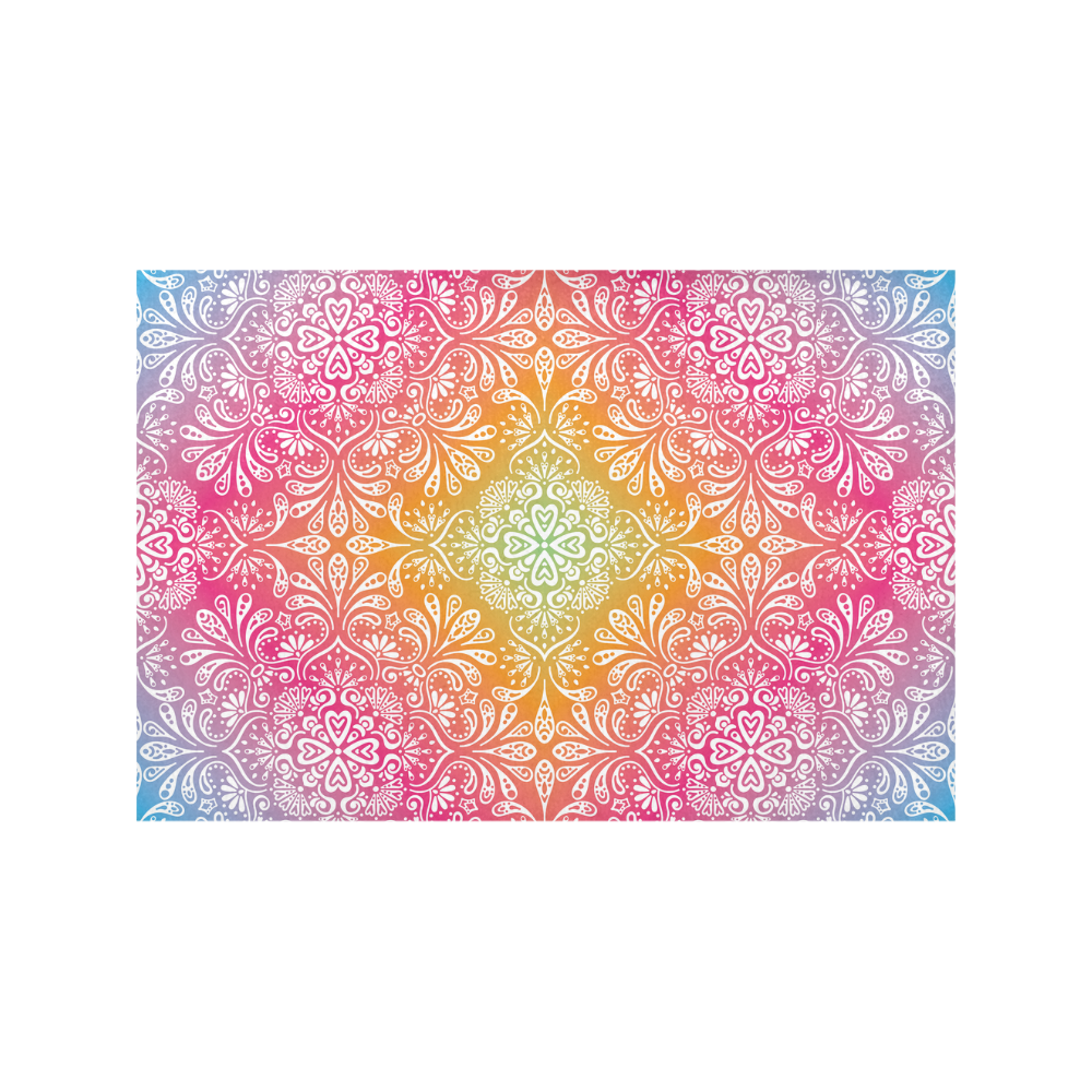Rainbow Flowers Mandala I Placemat 12’’ x 18’’ (Set of 6)