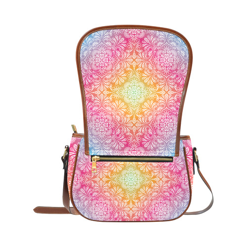 Rainbow Flowers Mandala I Saddle Bag/Small (Model 1649) Full Customization