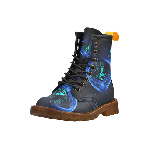 Blue clef with glowing butterflies High Grade PU Leather Martin Boots For Women Model 402H