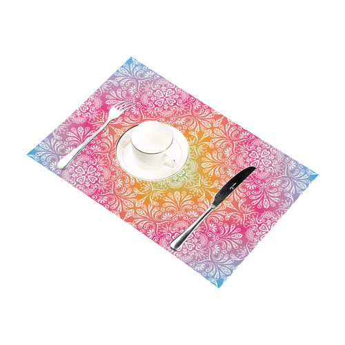 Rainbow Flowers Mandala I Placemat 12’’ x 18’’ (Set of 6)